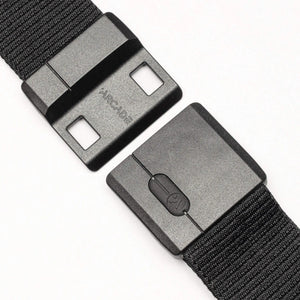 Black belt with a metallic buckle on a white background | XSports