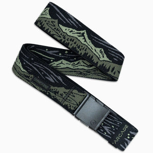 Black and green patterned belt with Arcade logo on a white background | XSports