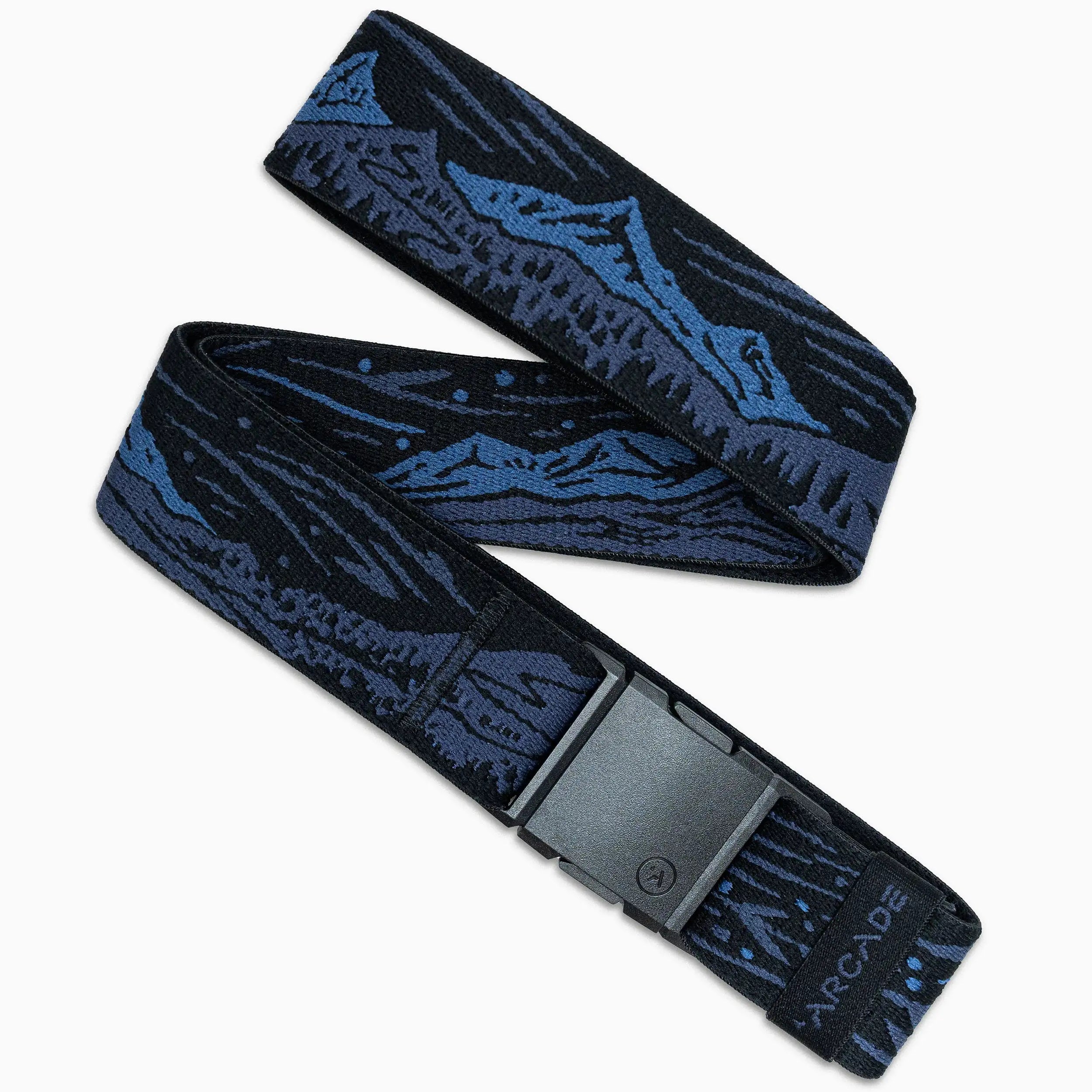 Blue and black patterned belt with a black buckle on a white background | XSports