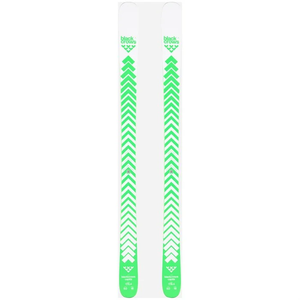 Black Crow ski with green chevron pattern on a white background